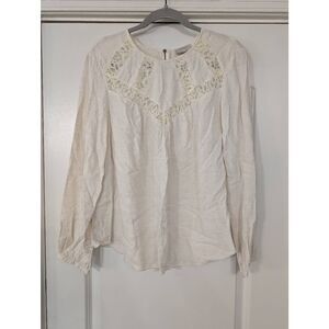 Wrap London Peasant Blouse women's 6 cream‎ Bohemian l/s cottagecore romantic